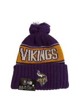 New Era NFL Minnesota Vikings NFL Cuffed Knit Pom Beanie Hat Football Athleisure